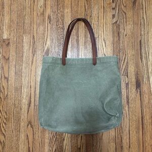 Madewell Green Canvas Tote Bag with Leather Handles